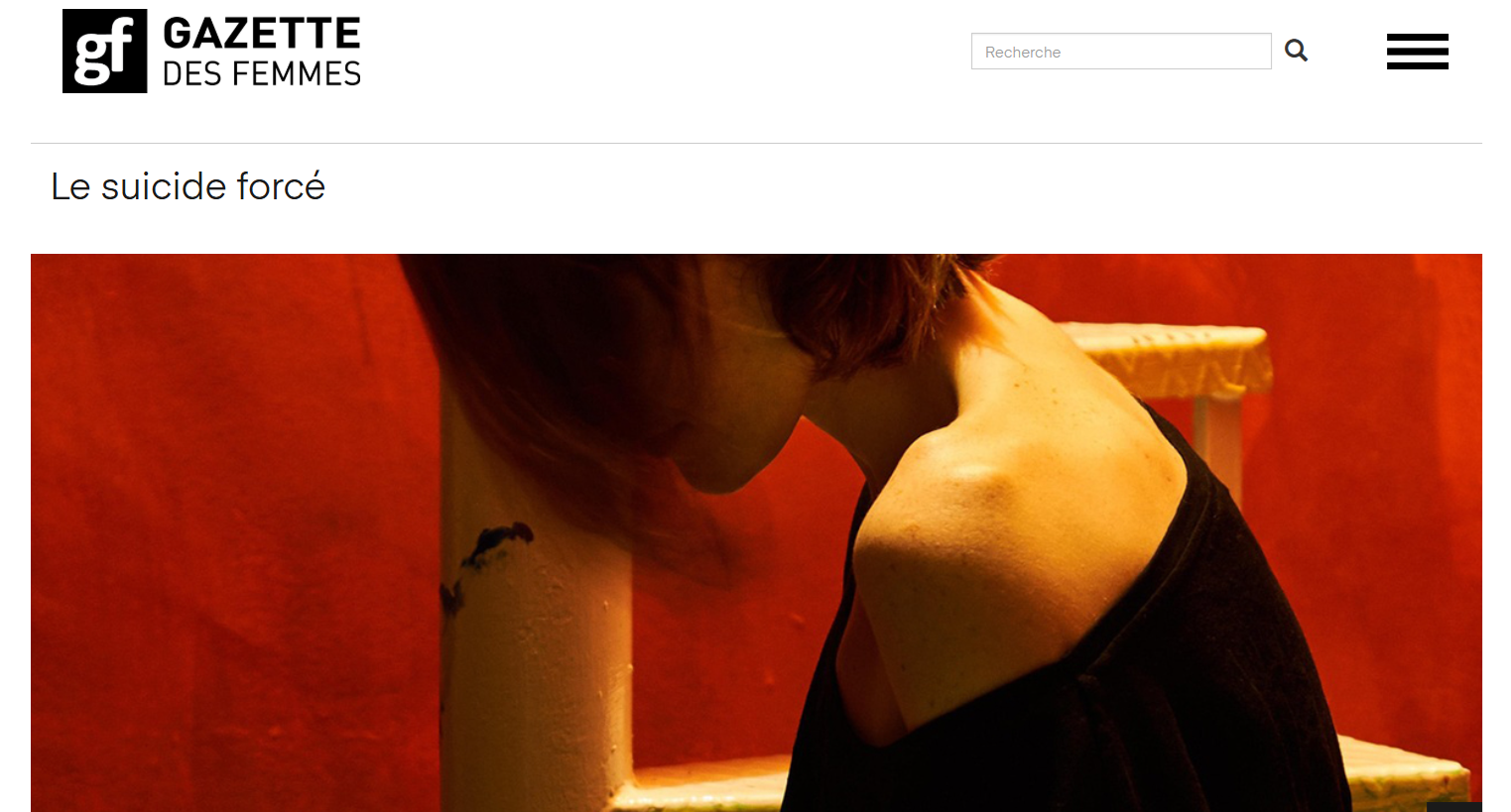 Interview sur le suicide forcé pour "la gazette des femmes" 